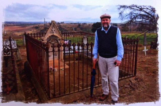 Chris Sainsbury, son of Uncle Neil Sainsbury at gravesite of Ancestor, Margaret Reid